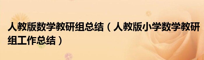 人教版數(shù)學教研組總結（人教版小學數(shù)學教研組工作總結）