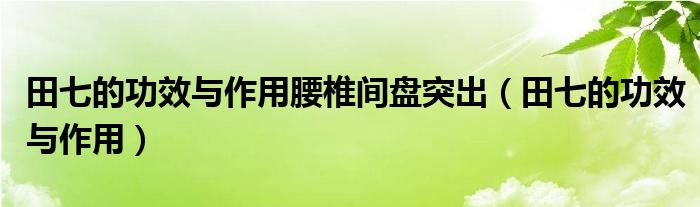 田七的功效與作用腰椎間盤突出（田七的功效與作用）