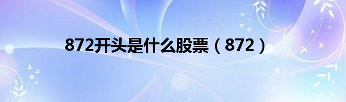 872開頭是什么股票（872）
