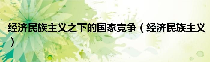 經(jīng)濟(jì)民族主義之下的國(guó)家競(jìng)爭(zhēng)（經(jīng)濟(jì)民族主義）
