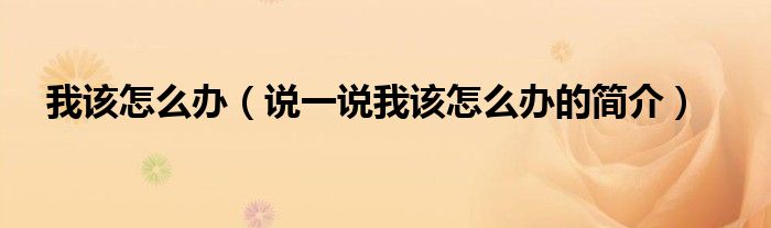 我該怎么辦（說一說我該怎么辦的簡介）