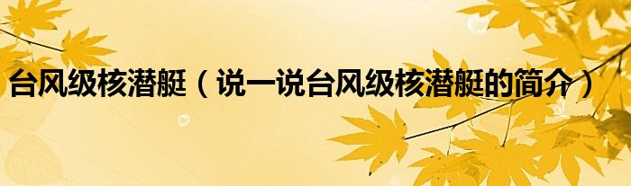 臺(tái)風(fēng)級(jí)核潛艇（說(shuō)一說(shuō)臺(tái)風(fēng)級(jí)核潛艇的簡(jiǎn)介）