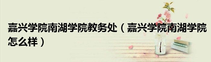 嘉興學(xué)院南湖學(xué)院教務(wù)處（嘉興學(xué)院南湖學(xué)院怎么樣）