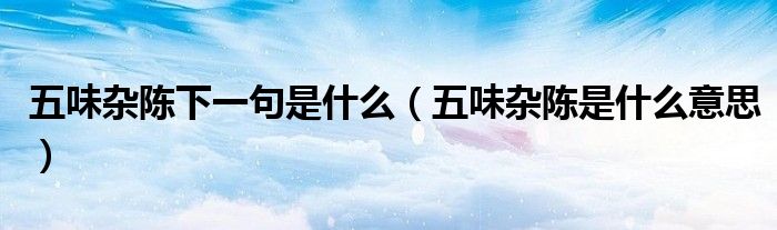 五味雜陳下一句是什么（五味雜陳是什么意思）