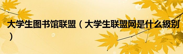 大學(xué)生圖書(shū)館聯(lián)盟（大學(xué)生聯(lián)盟網(wǎng)是什么級(jí)別）