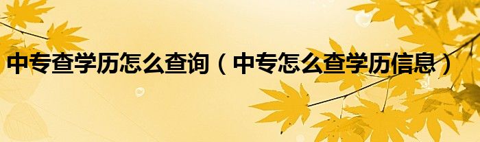 中專查學(xué)歷怎么查詢（中專怎么查學(xué)歷信息）