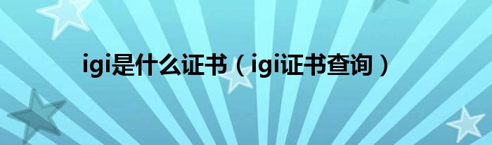 igi是什么證書（igi證書查詢）
