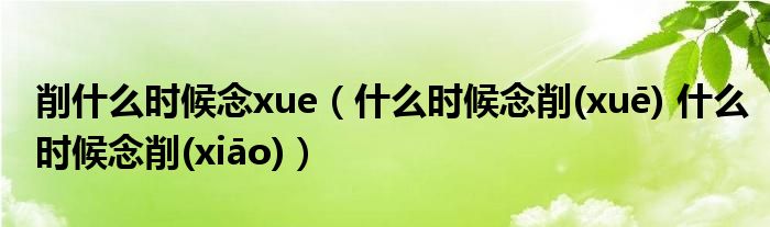 削什么時(shí)候念xue（什么時(shí)候念削(xuē) 什么時(shí)候念削(xiāo)）