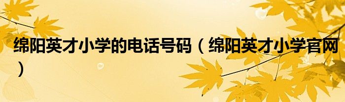 綿陽英才小學(xué)的電話號碼（綿陽英才小學(xué)官網(wǎng)）