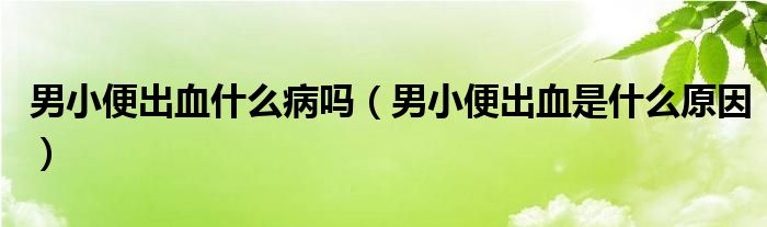 男小便出血什么病嗎（男小便出血是什么原因）