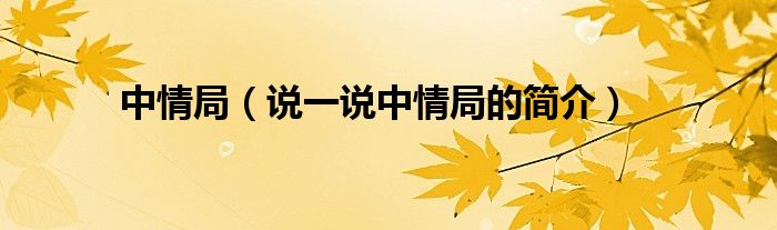 中情局（說(shuō)一說(shuō)中情局的簡(jiǎn)介）