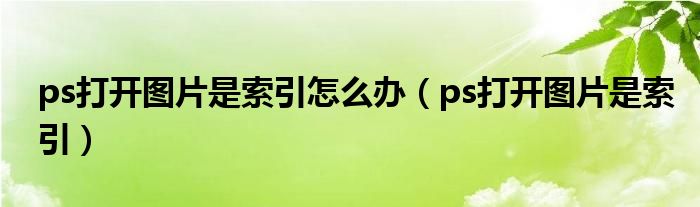 ps打開圖片是索引怎么辦（ps打開圖片是索引）