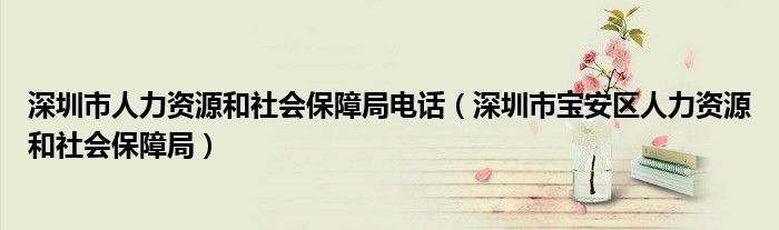 深圳市人力資源和社會保障局電話（深圳市寶安區(qū)人力資源和社會保障局）