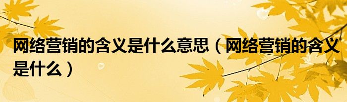 網(wǎng)絡(luò)營銷的含義是什么意思（網(wǎng)絡(luò)營銷的含義是什么）