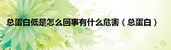 總蛋白低是怎么回事有什么危害（總蛋白）