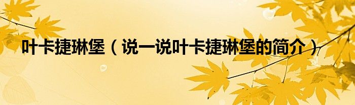 葉卡捷琳堡（說一說葉卡捷琳堡的簡介）