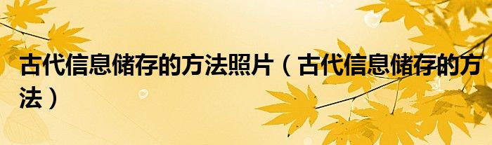 古代信息儲(chǔ)存的方法照片（古代信息儲(chǔ)存的方法）