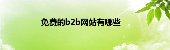 免費的b2b網(wǎng)站有哪些