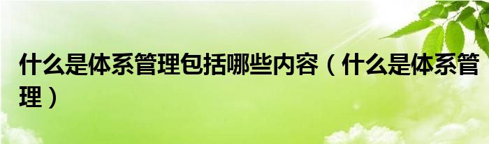 什么是體系管理包括哪些內(nèi)容（什么是體系管理）