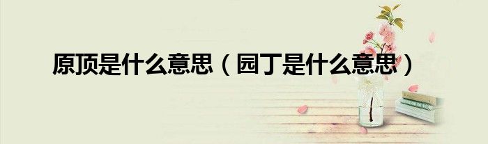 原頂是什么意思（園丁是什么意思）