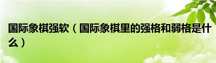 國際象棋強(qiáng)軟（國際象棋里的強(qiáng)格和弱格是什么）