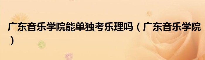廣東音樂學(xué)院能單獨(dú)考樂理嗎（廣東音樂學(xué)院）