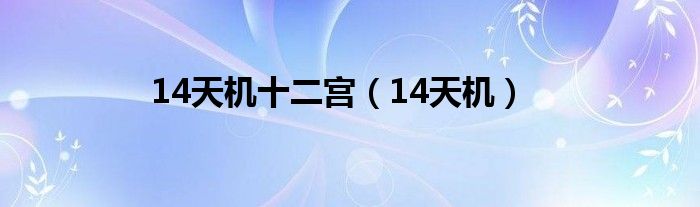 14天機(jī)十二宮（14天機(jī)）