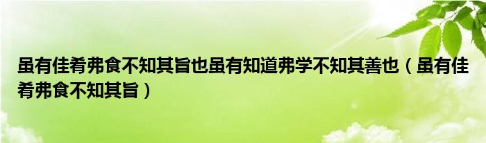 雖有佳肴弗食不知其旨也雖有知道弗學(xué)不知其善也（雖有佳肴弗食不知其旨）