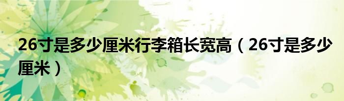 26寸是多少厘米行李箱長寬高（26寸是多少厘米）