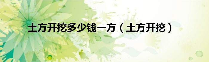 土方開挖多少錢一方（土方開挖）
