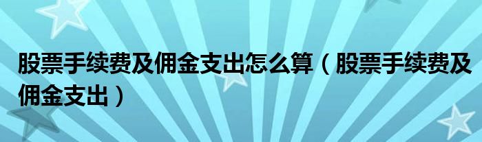 股票手續(xù)費及傭金支出怎么算（股票手續(xù)費及傭金支出）