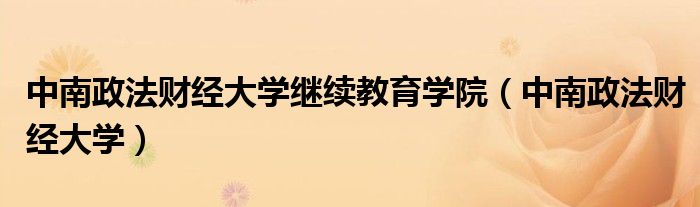 中南政法財(cái)經(jīng)大學(xué)繼續(xù)教育學(xué)院（中南政法財(cái)經(jīng)大學(xué)）