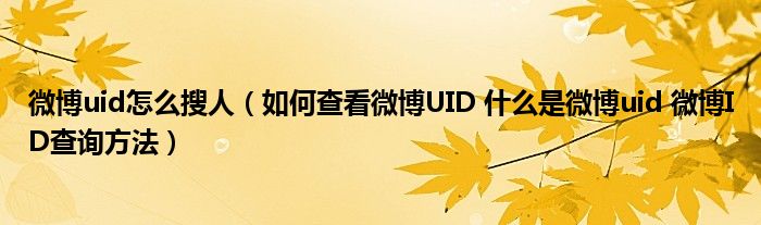 微博uid怎么搜人（如何查看微博UID 什么是微博uid 微博ID查詢方法）