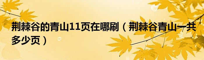 荊棘谷的青山11頁在哪刷（荊棘谷青山一共多少頁）