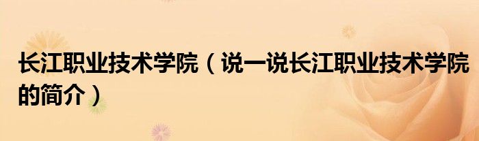 長江職業(yè)技術(shù)學(xué)院（說一說長江職業(yè)技術(shù)學(xué)院的簡介）
