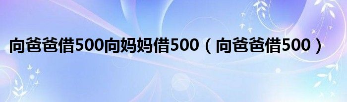 向爸爸借500向媽媽借500（向爸爸借500）