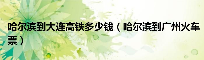 哈爾濱到大連高鐵多少錢（哈爾濱到廣州火車票）
