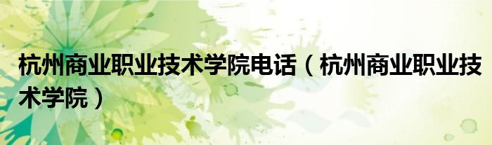 杭州商業(yè)職業(yè)技術(shù)學(xué)院電話（杭州商業(yè)職業(yè)技術(shù)學(xué)院）