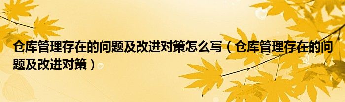 倉(cāng)庫(kù)管理存在的問(wèn)題及改進(jìn)對(duì)策怎么寫(xiě)（倉(cāng)庫(kù)管理存在的問(wèn)題及改進(jìn)對(duì)策）