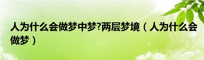 人為什么會做夢中夢?兩層夢境（人為什么會做夢）