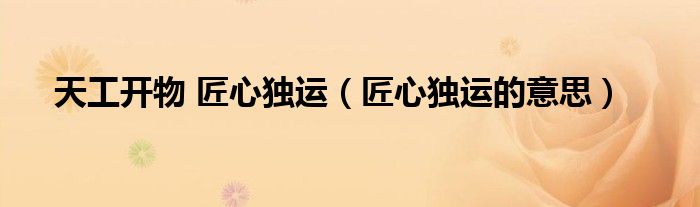 天工開物 匠心獨運（匠心獨運的意思）
