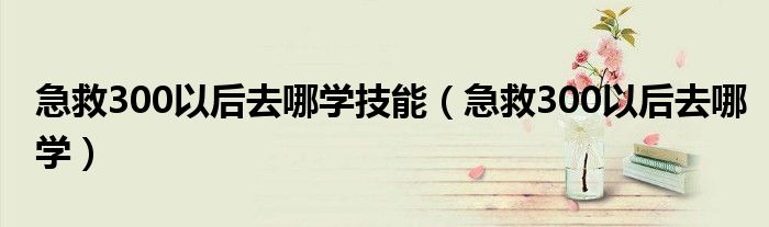 急救300以后去哪學(xué)技能（急救300以后去哪學(xué)）