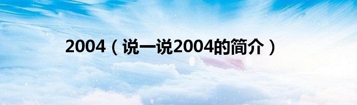 2004（說一說2004的簡介）