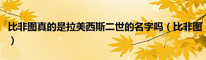 比非圖真的是拉美西斯二世的名字嗎（比非圖）