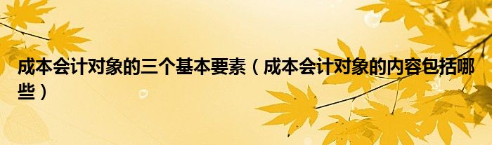 成本會(huì)計(jì)對(duì)象的三個(gè)基本要素（成本會(huì)計(jì)對(duì)象的內(nèi)容包括哪些）