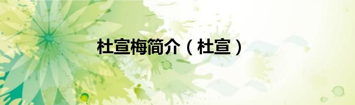 杜宣梅簡(jiǎn)介（杜宣）