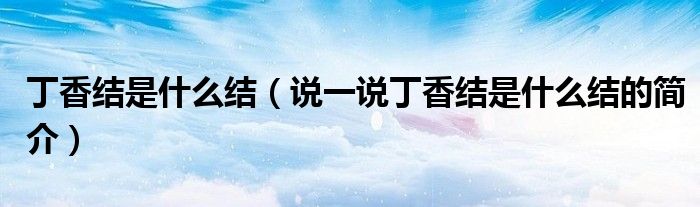 丁香結(jié)是什么結(jié)（說一說丁香結(jié)是什么結(jié)的簡(jiǎn)介）