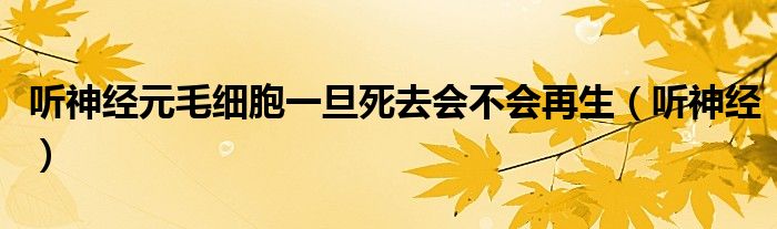 聽神經(jīng)元毛細(xì)胞一旦死去會(huì)不會(huì)再生（聽神經(jīng)）