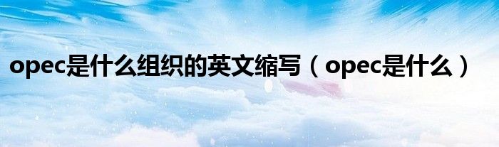opec是什么組織的英文縮寫（opec是什么）
