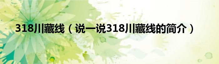 318川藏線（說一說318川藏線的簡介）